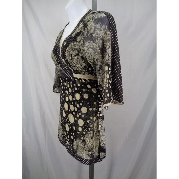 Anac Designed by Kimi Dot V-Neck Top Size Large Mesh Tie Waist Flare Sleeve Y2K - Picture 3 of 16